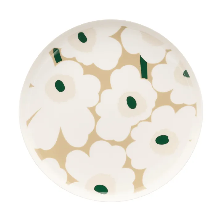 Talerz Unikko Ø25 cm - Biały–beżowy–jasny piaskowy–ciemnozielony - Marimekko
