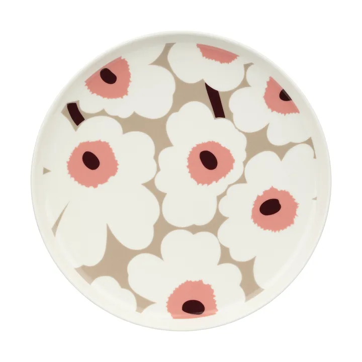 Talerz Unikko Ø25 cm - White-clay-powder-dark wine - Marimekko