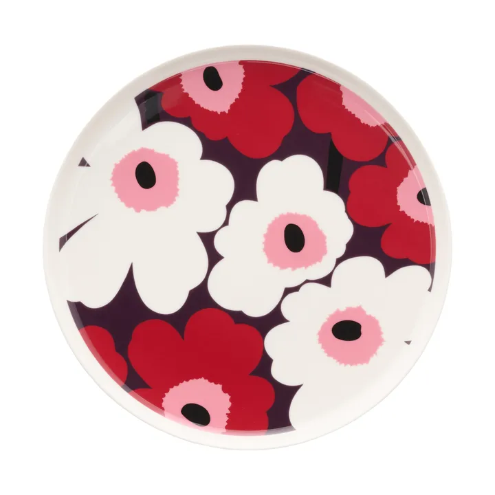 Talerz Unikko Ø25 cm - White-plum-cranberry-pink - Marimekko
