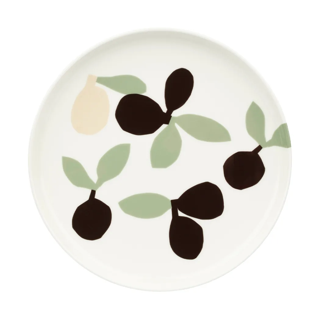 Talerzyk Omppo, White, sage, black, brown, linen, 20 cm Marimekko