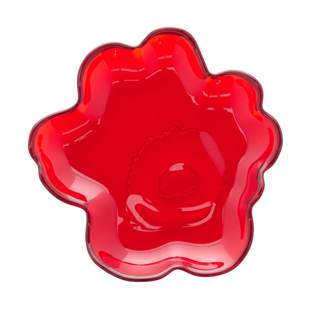 Talerzyk szklany Unikko Ø13 cm, Czerwony Marimekko
