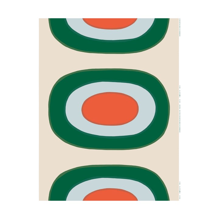 Tkanina bawełniana Melooni - Off white-green-l. blue-orange - Marimekko
