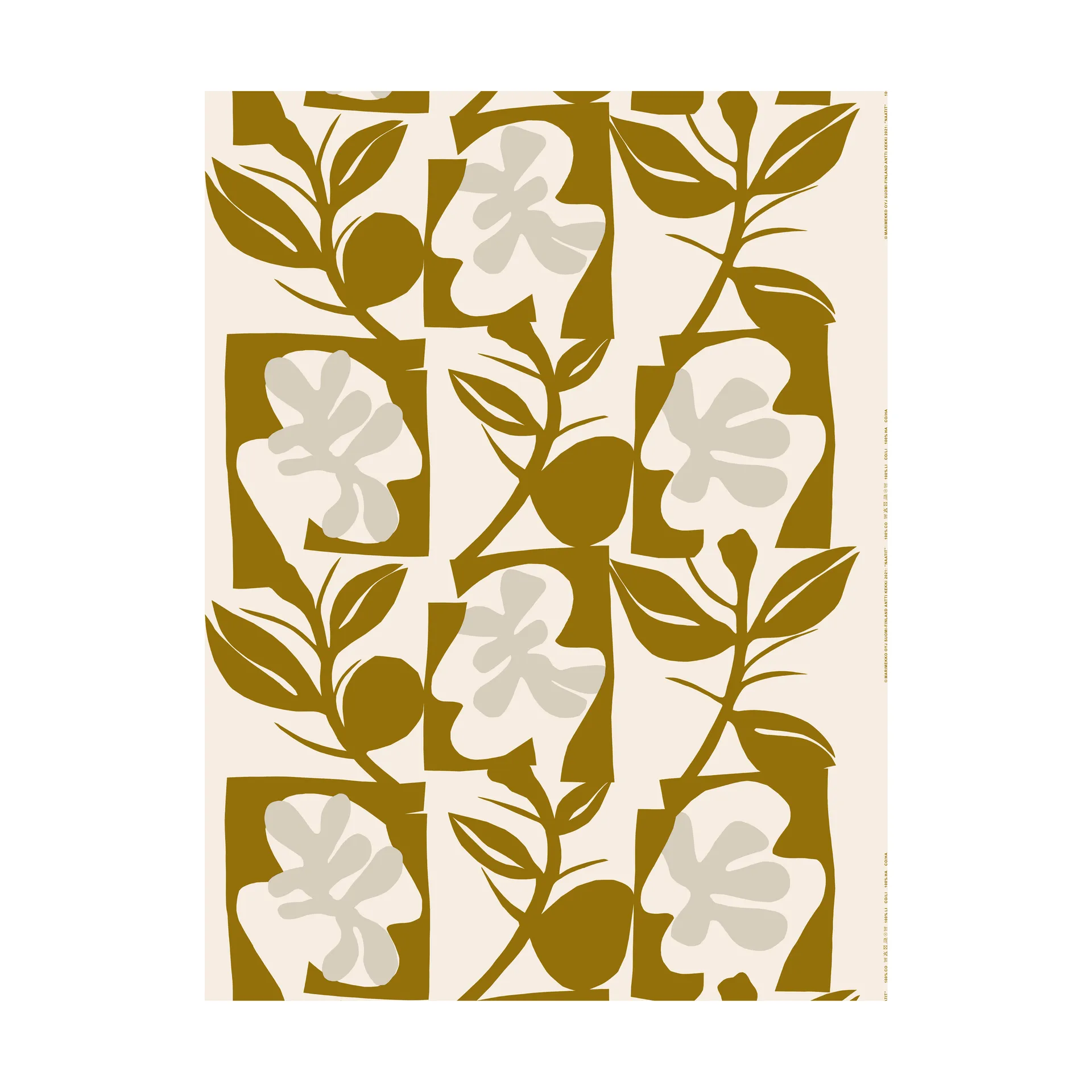Tkanina bawełniana Naatit, cotton-olive-grey Marimekko