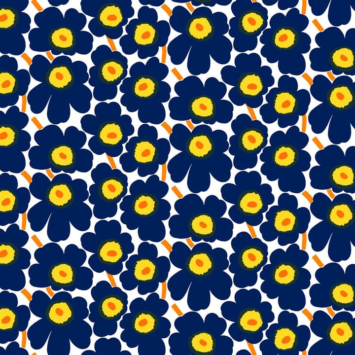 Tkanina bawełniana Pieni Unikko - Biały-Niebieski-Żółty - Marimekko