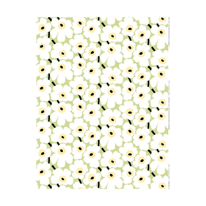 Tkanina bawełniana Pieni Unikko - Pear, white, melon, dark green - Marimekko