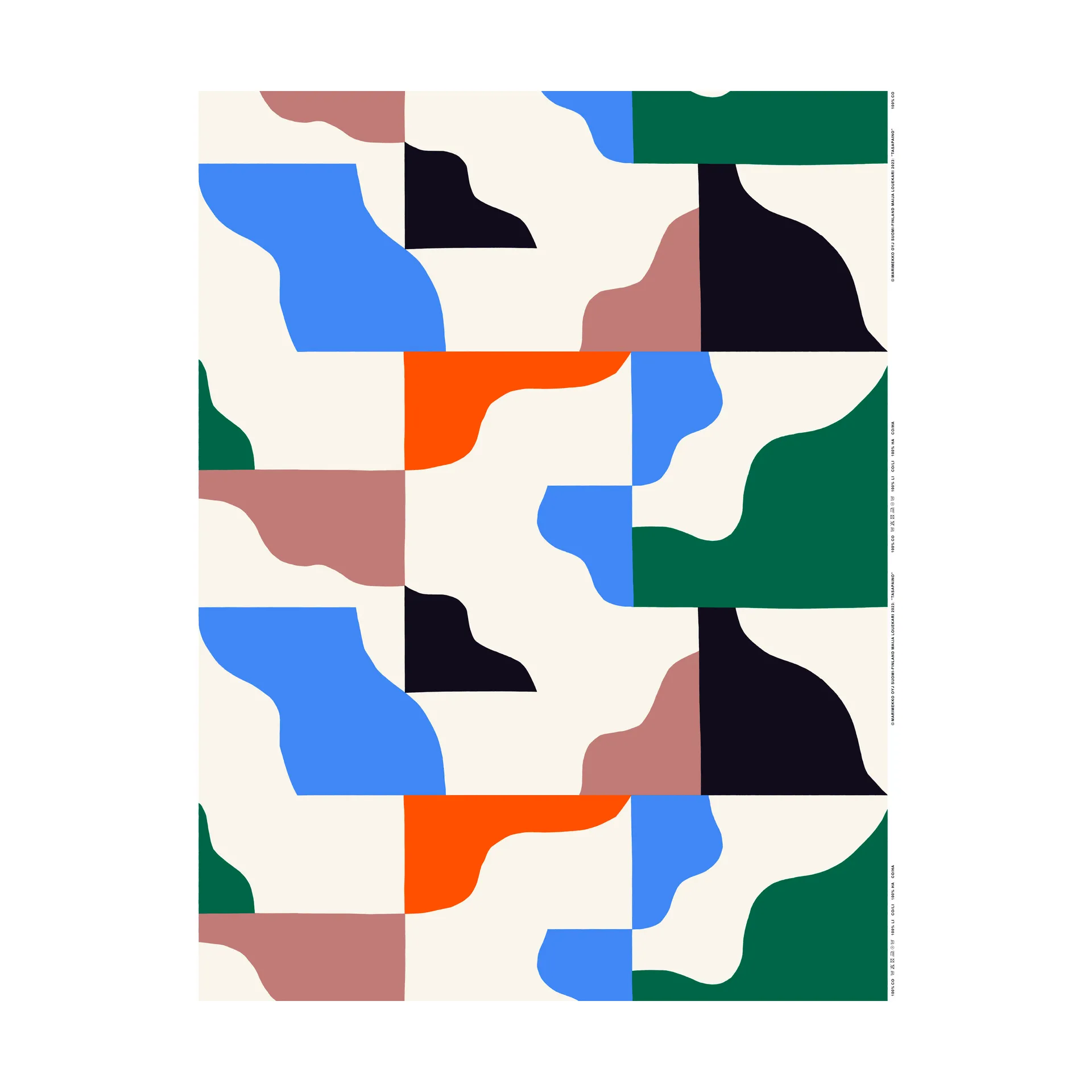 Tkanina bawełniana Tasapaino, Feather-bright blue-orange Marimekko