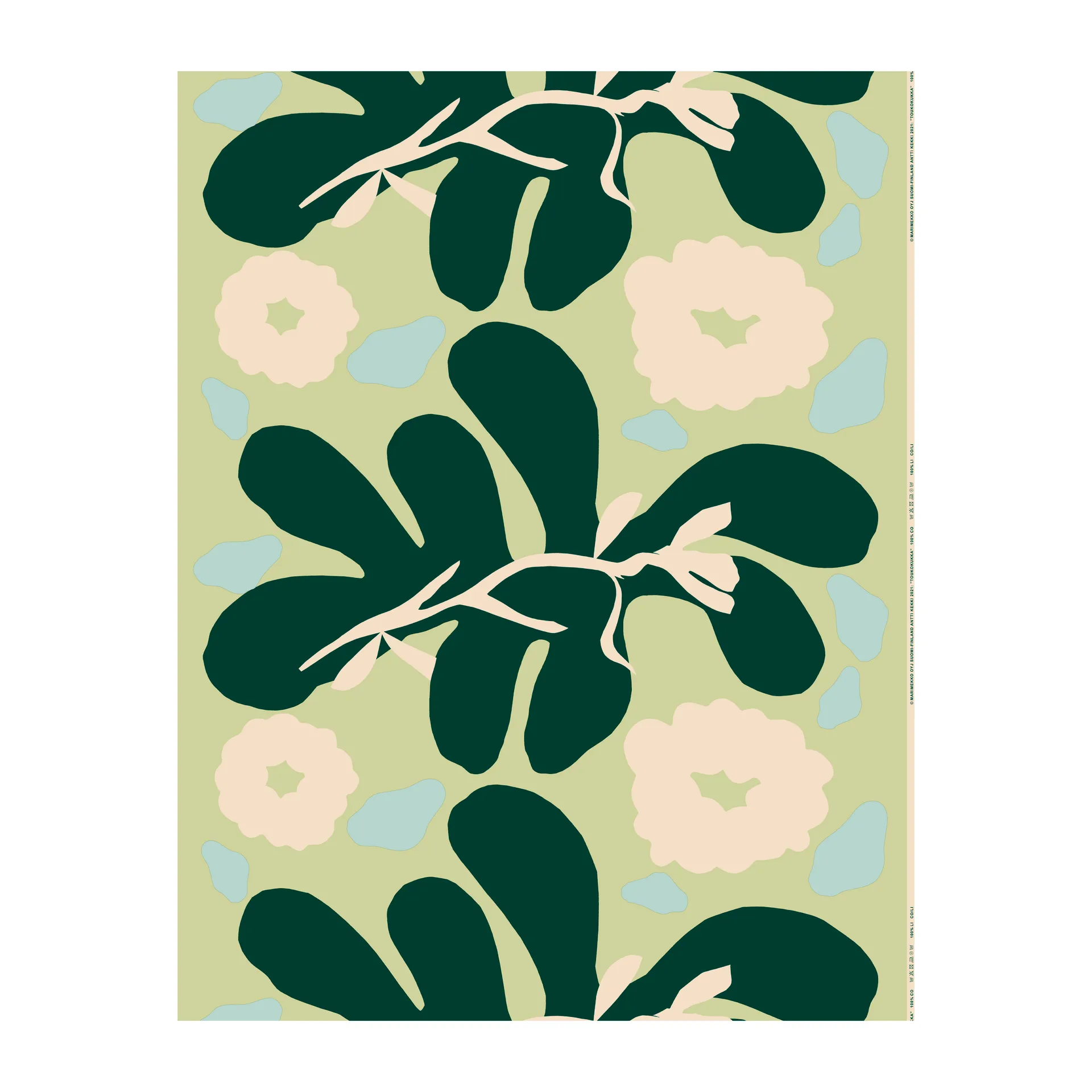 Tkanina bawełniana Toukokukka, Zielony-bawełniany-miętowy Marimekko