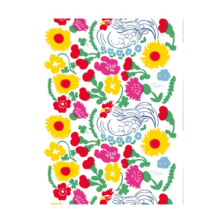 Tkanina Charles - White-red-pink-green - Marimekko