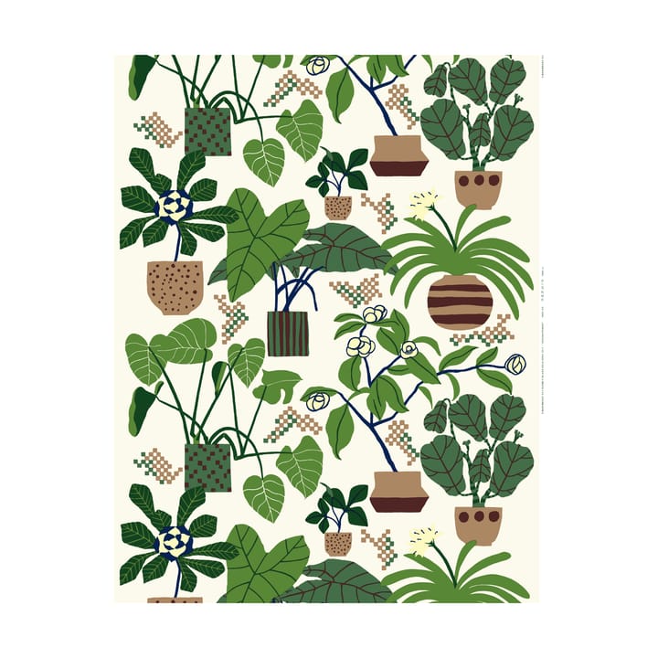 Tkanina Ikkunaprinssi - Off-white-green-brown - Marimekko
