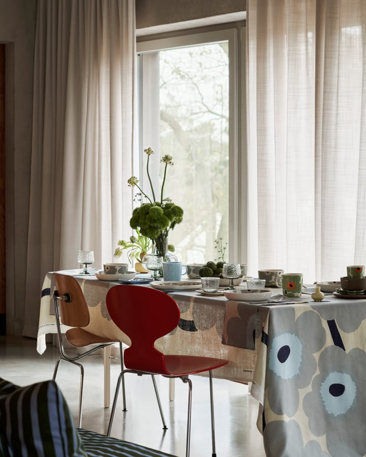 Tkanina lniana Unikko, Sand-grey-pale blue Marimekko