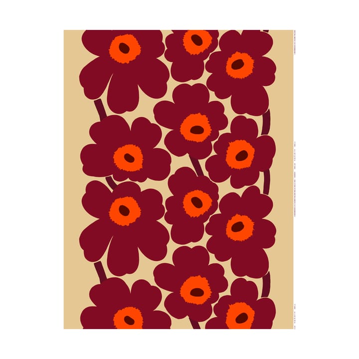 Tkanina lniana Unikko - Vanilla-wine red-red - Marimekko