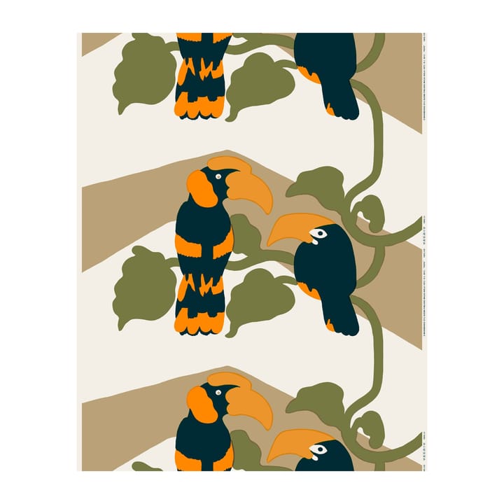 Tkanina Pepe, Off white-brązowy-pomarańczowy Marimekko