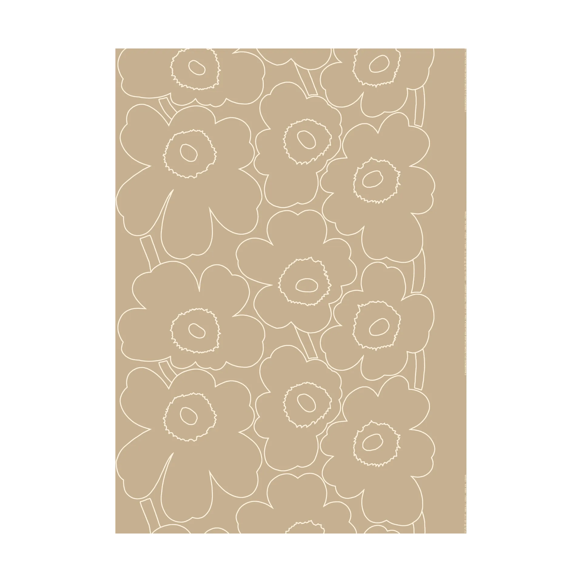 Tkanina Piirto Unikko niebielony len, Linen-white Marimekko