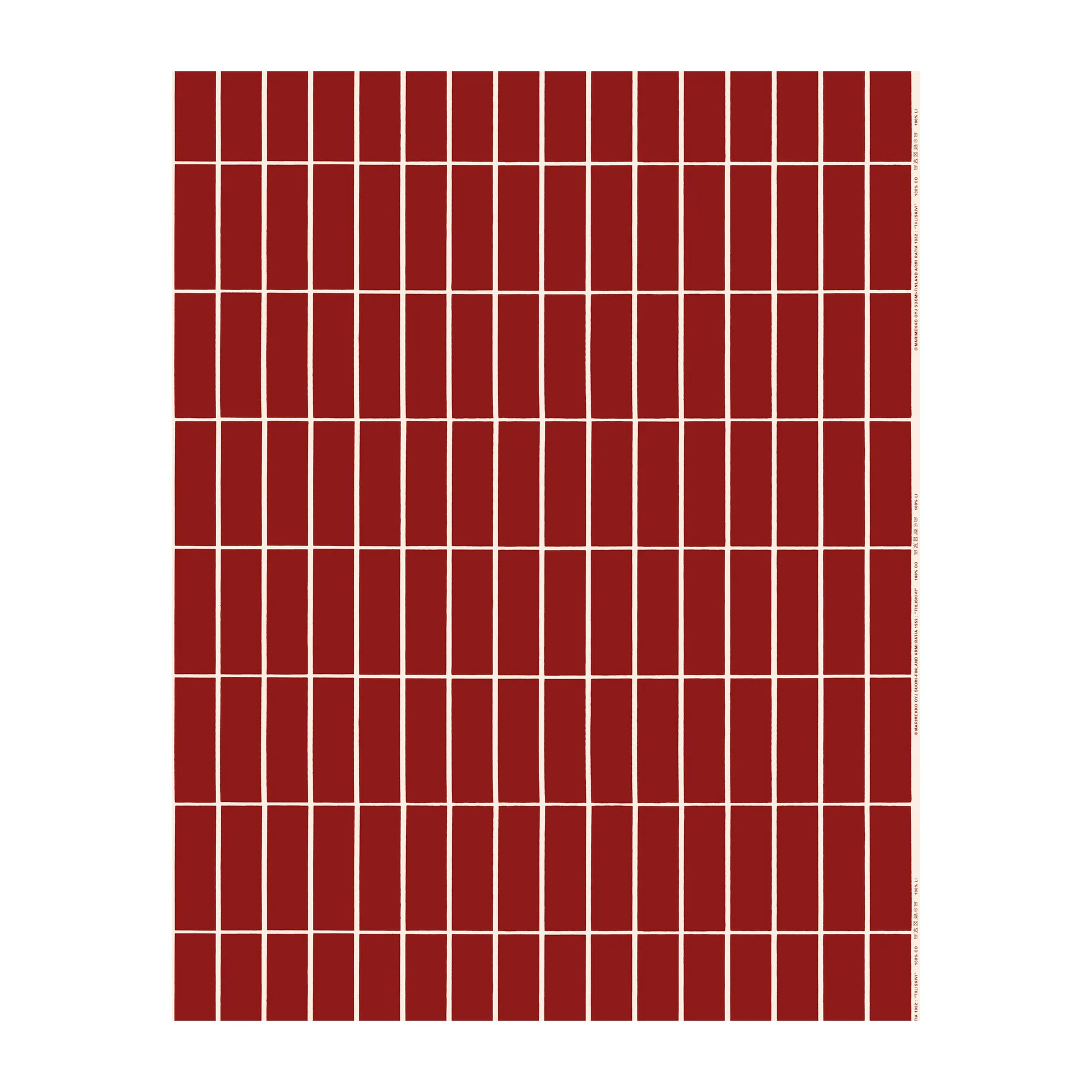 Tkanina satynowa Tiilskivi, Czerwony-beżowy Marimekko