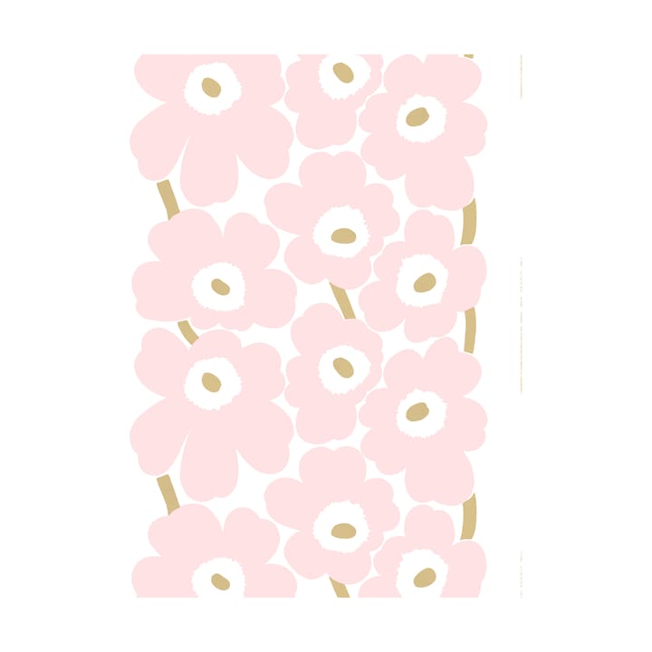 Tkanina satynowa Unikko - White-Light pink-gold - Marimekko