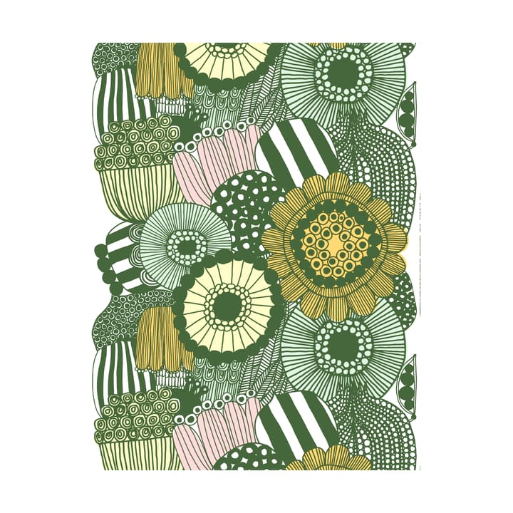 Tkanina Siirtolapuutarha - White-green-light yellow-orange - Marimekko