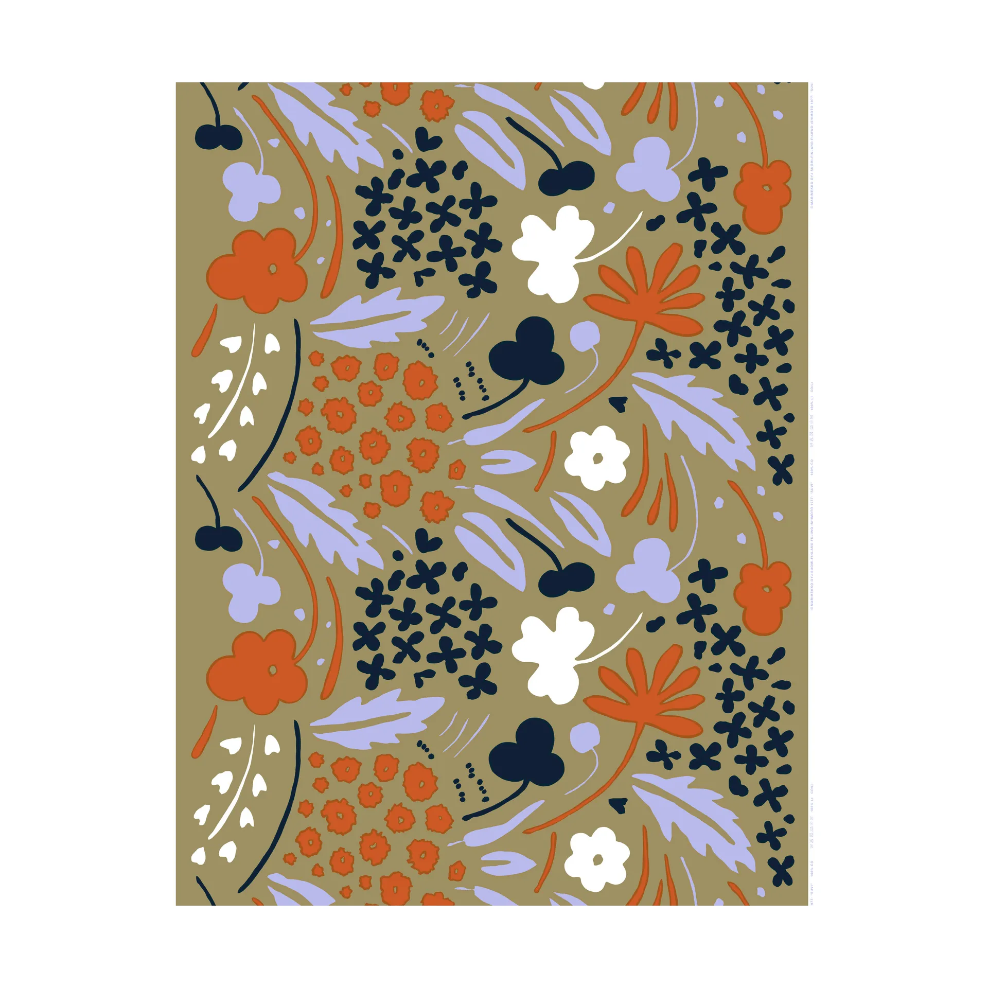 Tkanina Suvi, Grey-green-dark blue-tile Marimekko