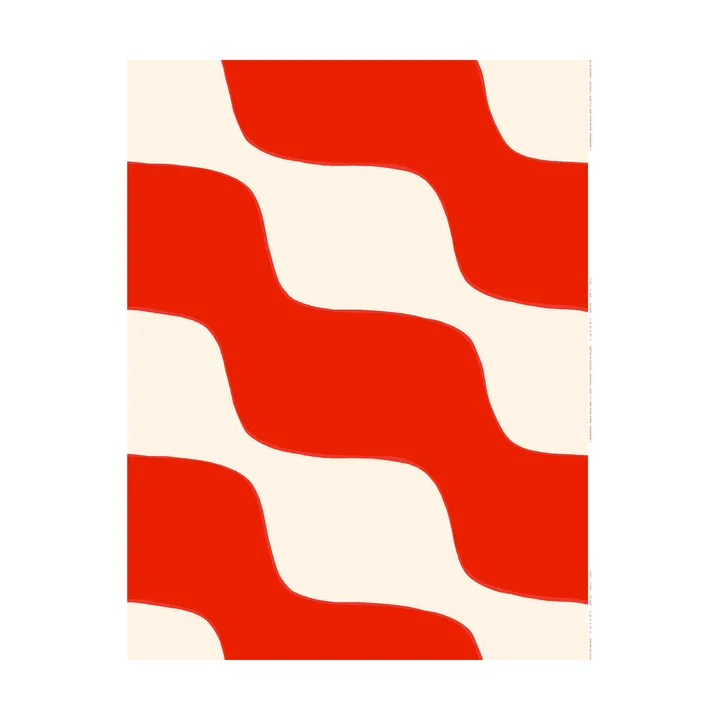 Tkanina Taifuuni - Natural white, orange red, bomull - Marimekko