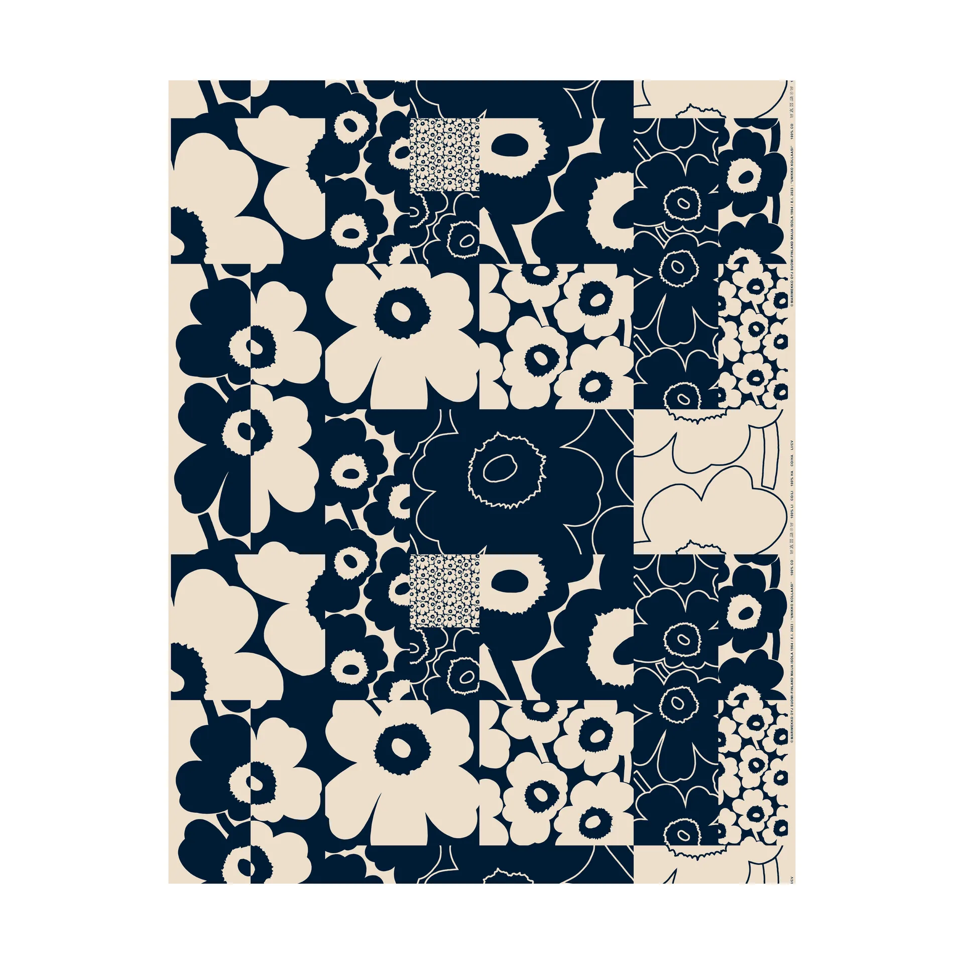 Tkanina Unikko Kollaasi bawełna-len, Linen-dark navy Marimekko