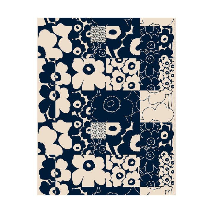 Tkanina Unikko Kollaasi bawełna-len - Linen-dark navy - Marimekko