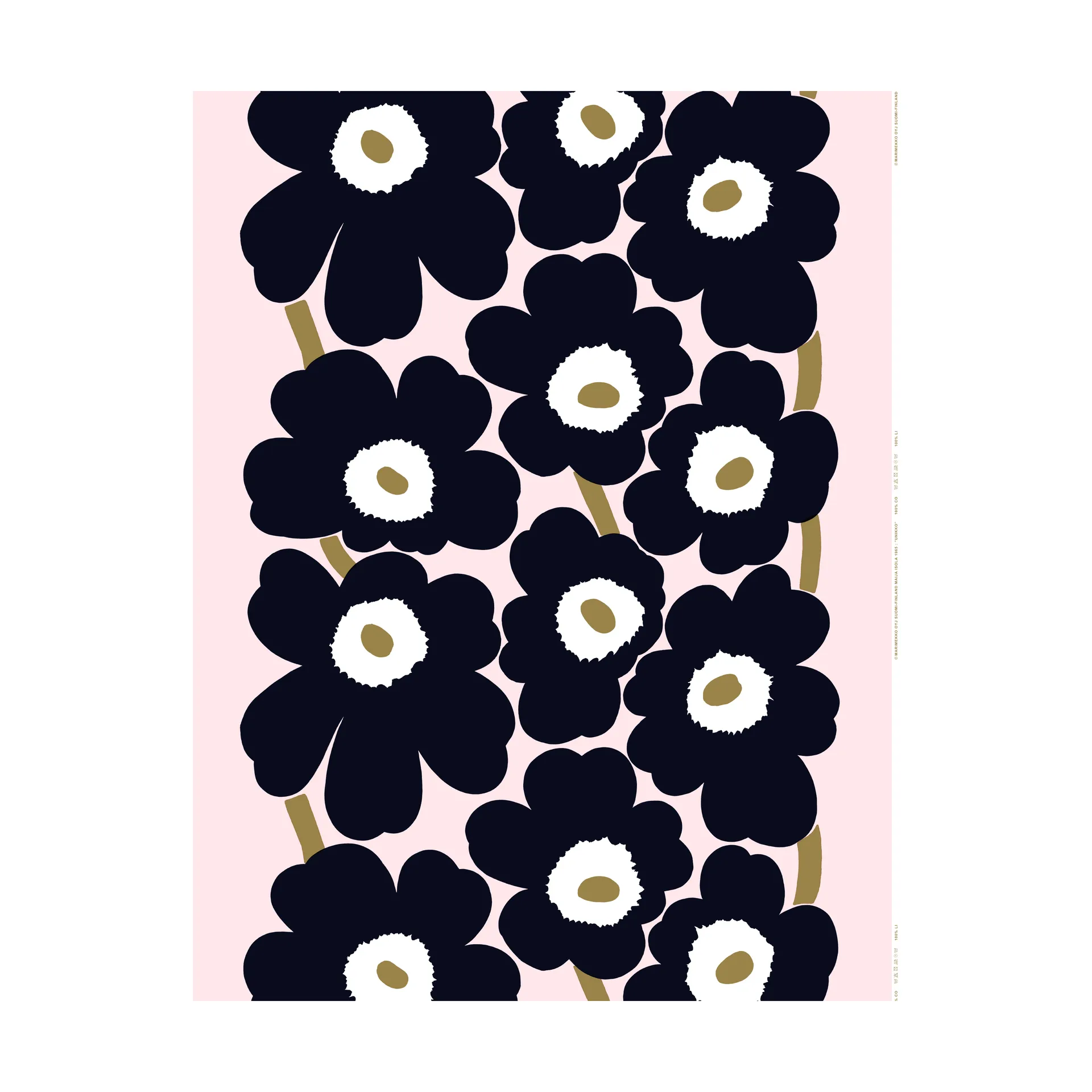 Tkanina Unikko, Pink-charcoal-light brown Marimekko