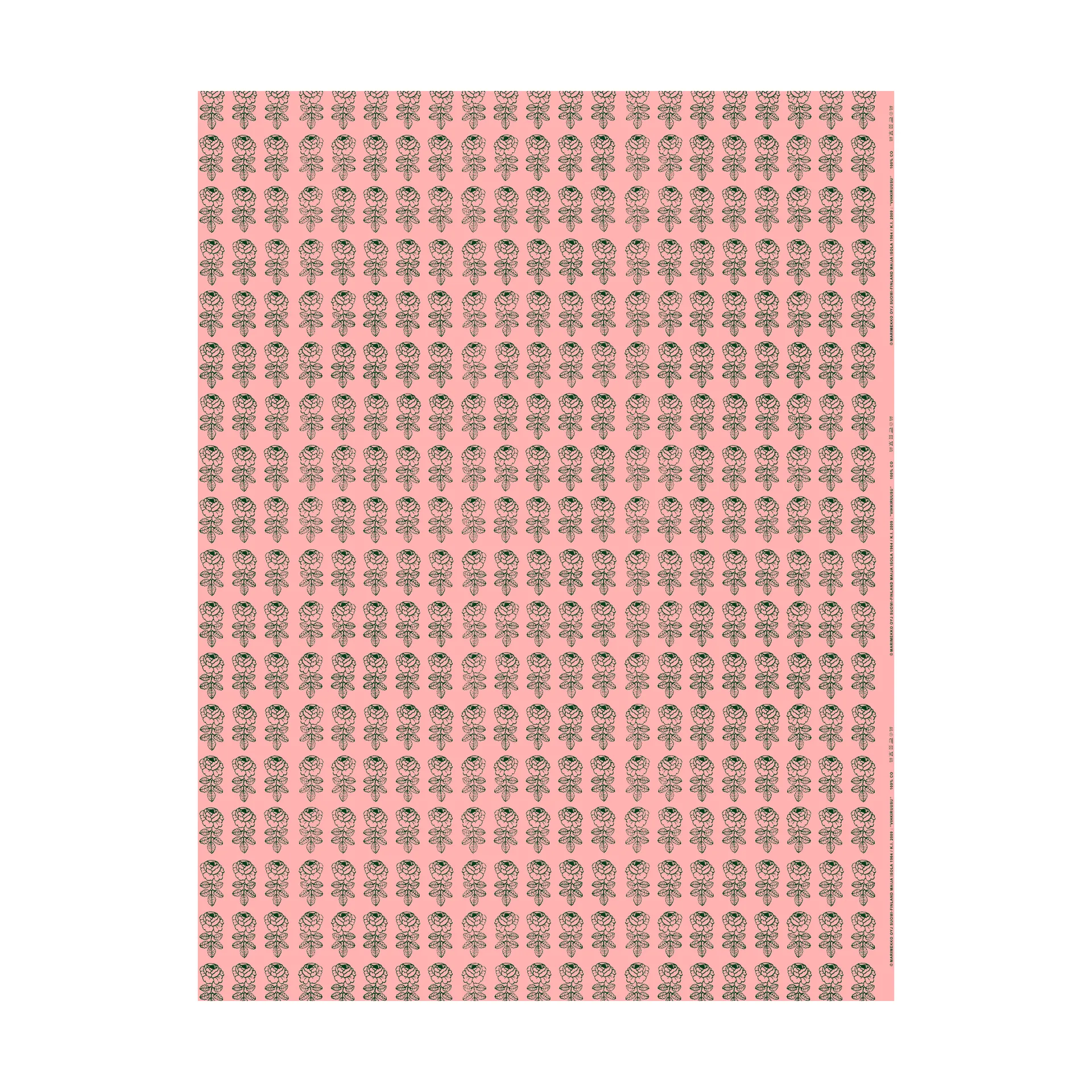 Tkanina Vihkiruusu, Light pink-dark green Marimekko