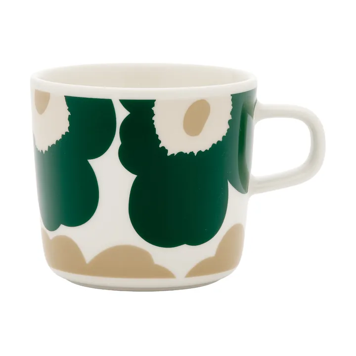 Unikko filiżanka do kawy 200 ml - Biały-ciemnozielony-beżowy-jasny piasek - Marimekko