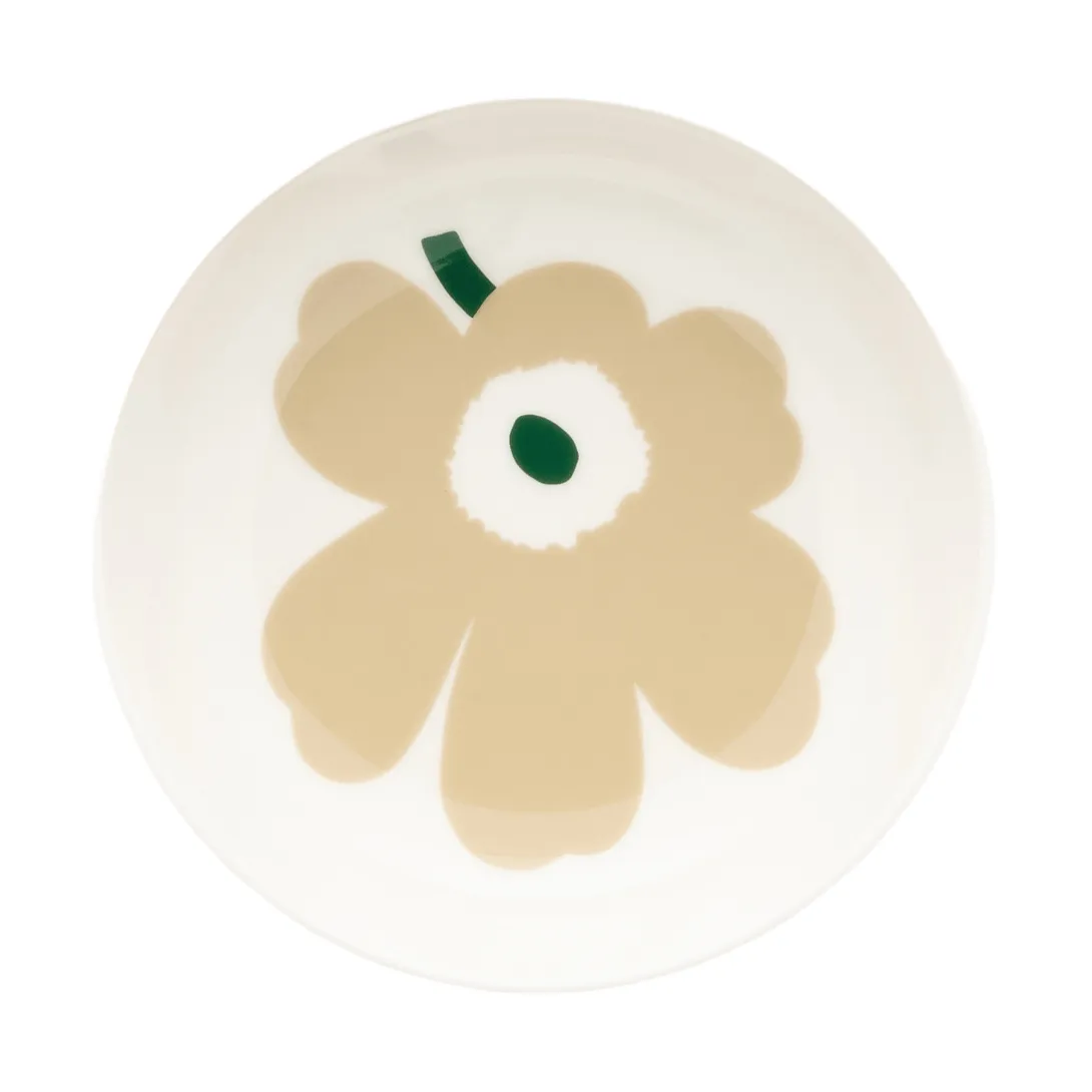 Unikko głęboki talerz, Beżowy-biały-jasny piasek-ciemnozielony Marimekko