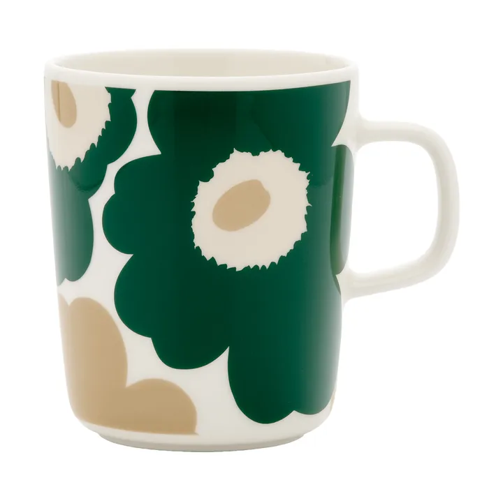 Unikko kubek 250 ml - Biały-ciemnozielony-beżowy-jasny piasek - Marimekko