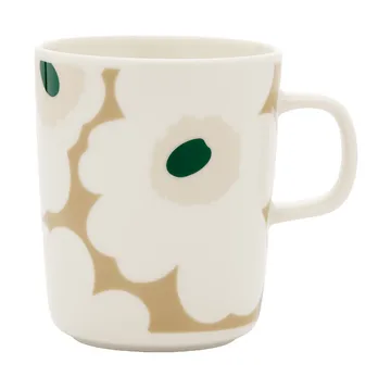 Unikko kubek 250 ml - Biały–beżowy–jasny piaskowy–ciemnozielony - Marimekko