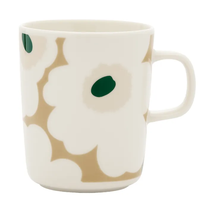 Unikko kubek 250 ml - Biały–beżowy–jasny piaskowy–ciemnozielony - Marimekko