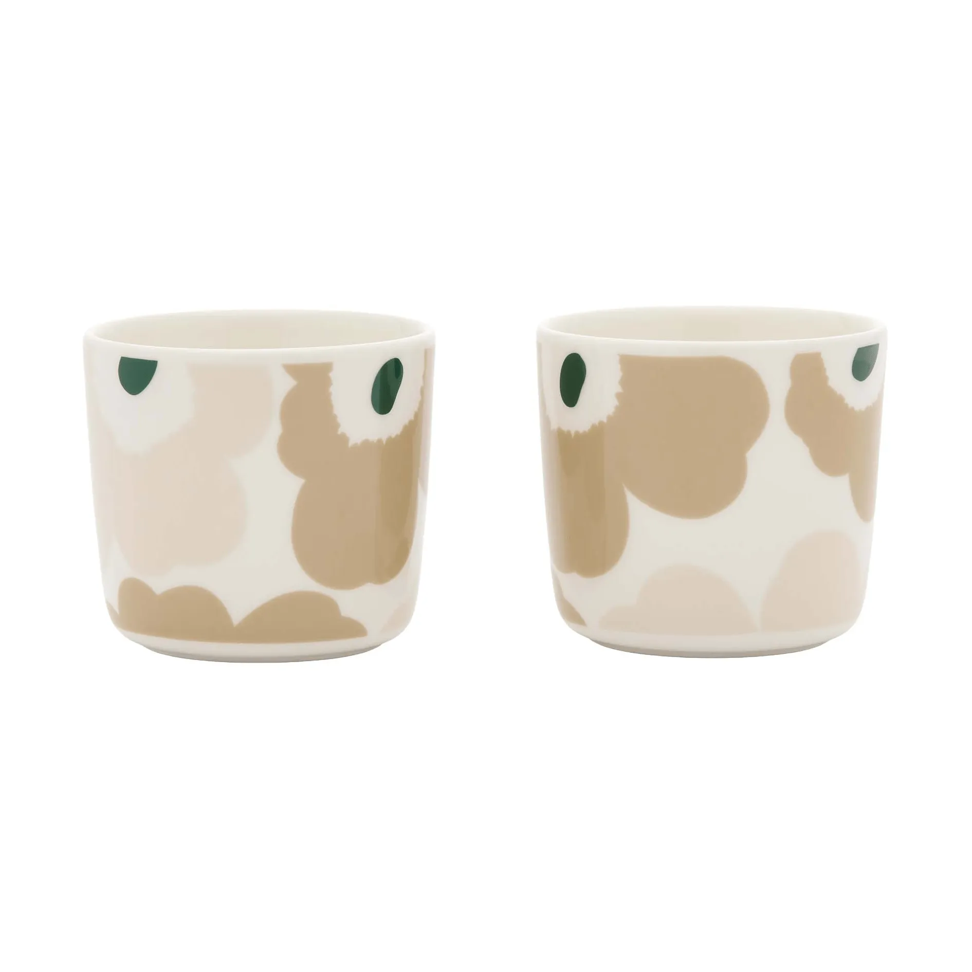 Unikko kubek bez ucha, 2 sztuki, White-light sand-beige-dark green, 200 ml Marimekko
