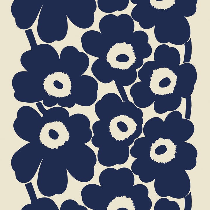 Unikko lniana tkanina - ciemno niebieski - Marimekko