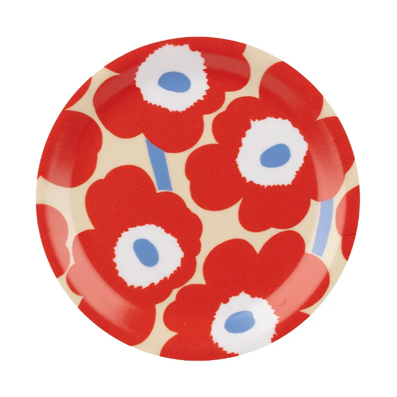 Unikko podkładki pod szklanki, Melon-orange red-light blue-off white, Ø11 cm Marimekko