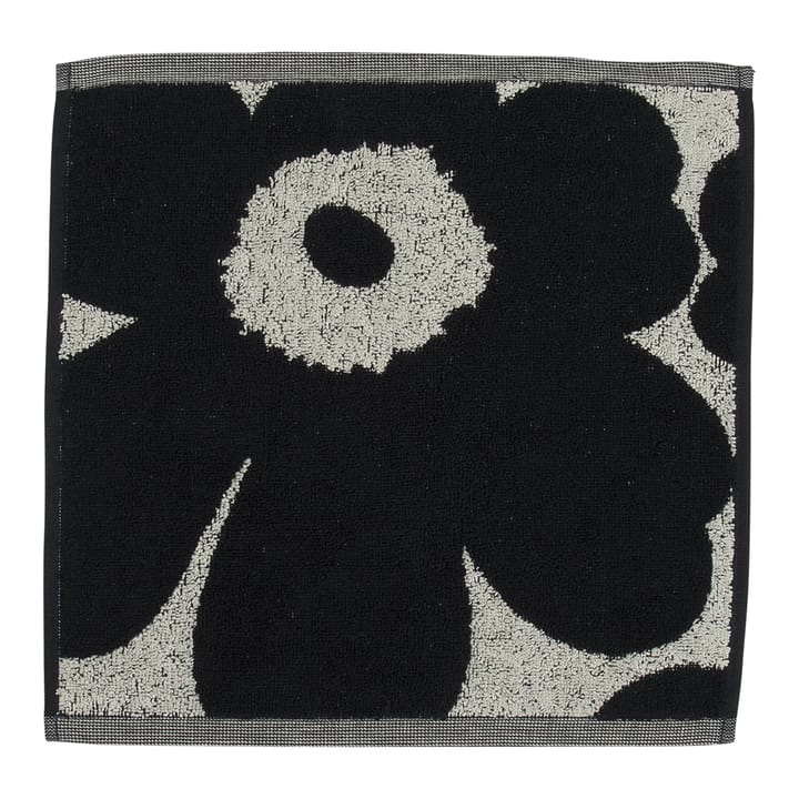 Unikko ręcznik ciemno biały z granatowym naszyciem - 30x30 cm - Marimekko