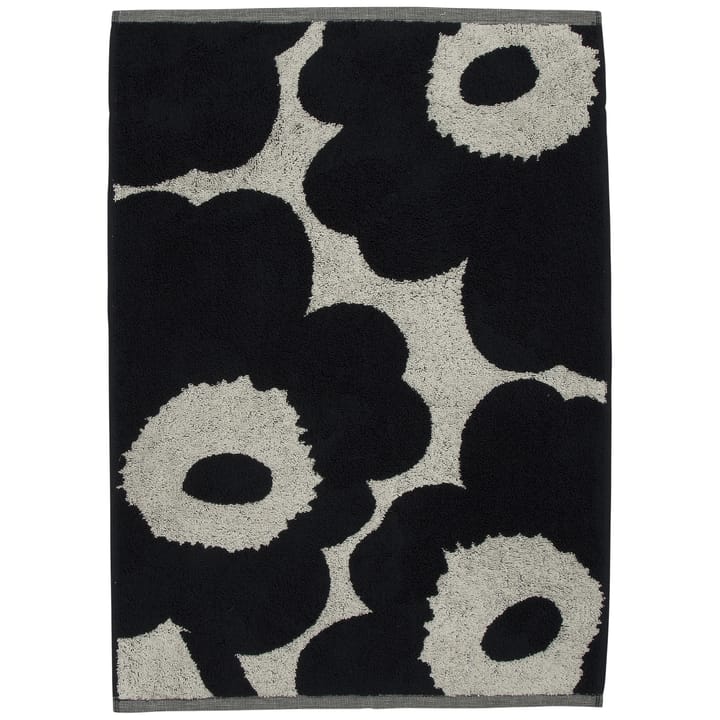 Unikko ręcznik ciemno biały z granatowym naszyciem - 50x70 cm - Marimekko