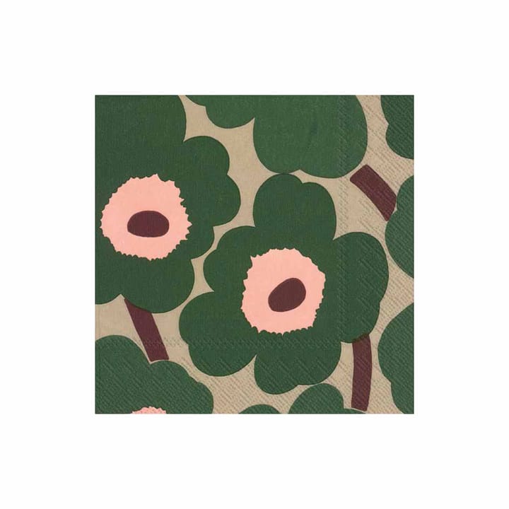 Unikko serwetki 33x33 cm 20-pak - zielono-różowy - Marimekko
