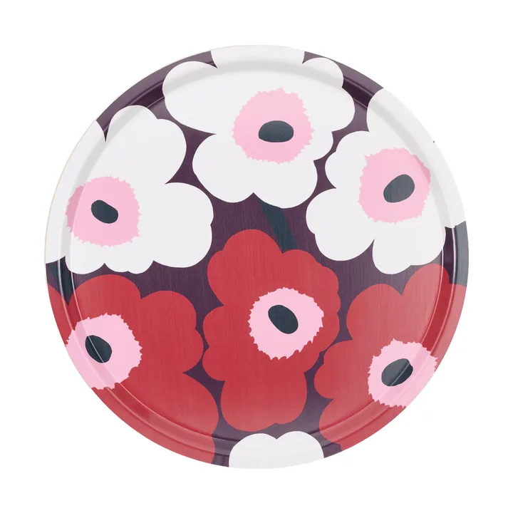 Unikko taca - Plum-cranberry-off white-rose, Ø46 cm - Marimekko