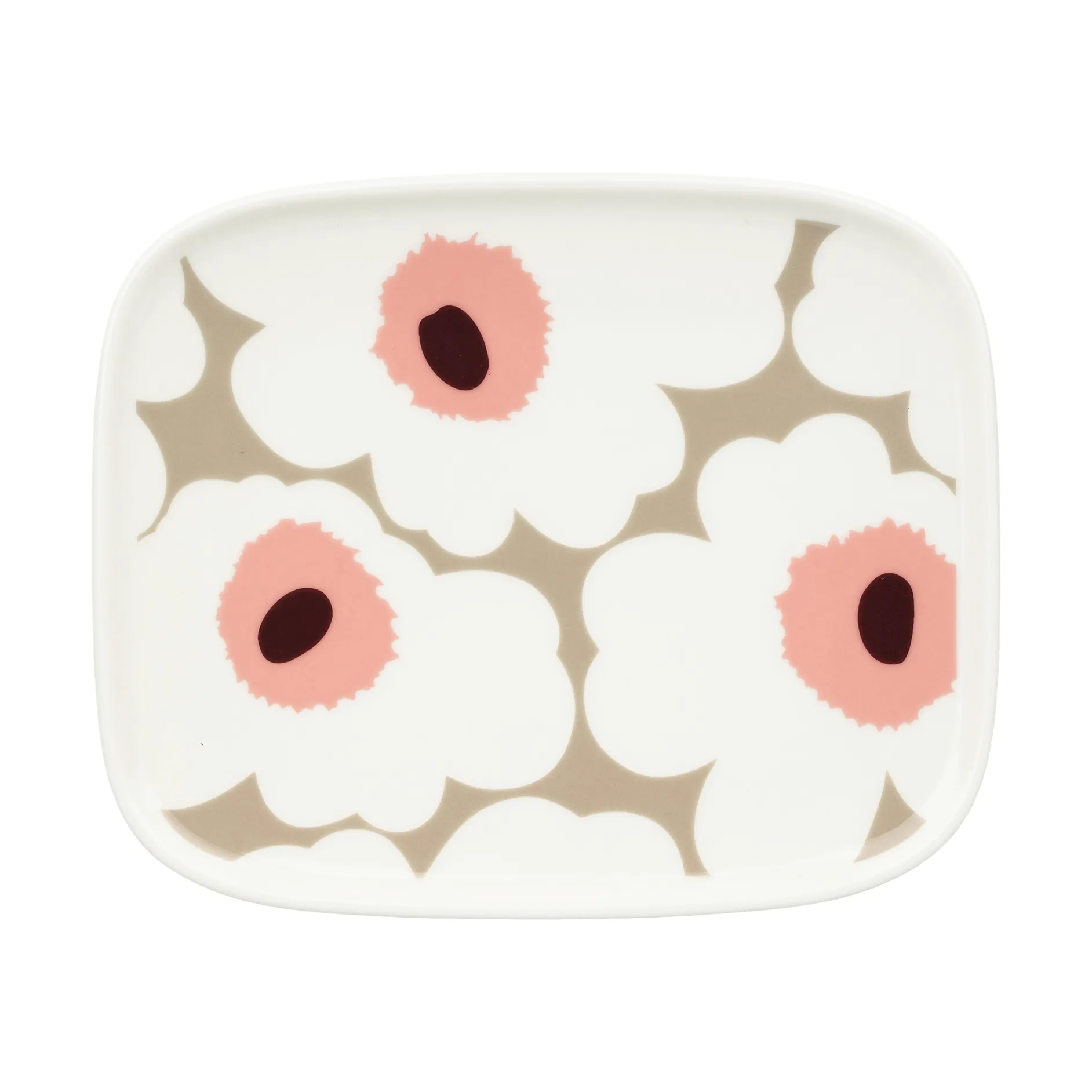 Unikko talerz 12x15 cm, White-clay-powder-dark wine Marimekko