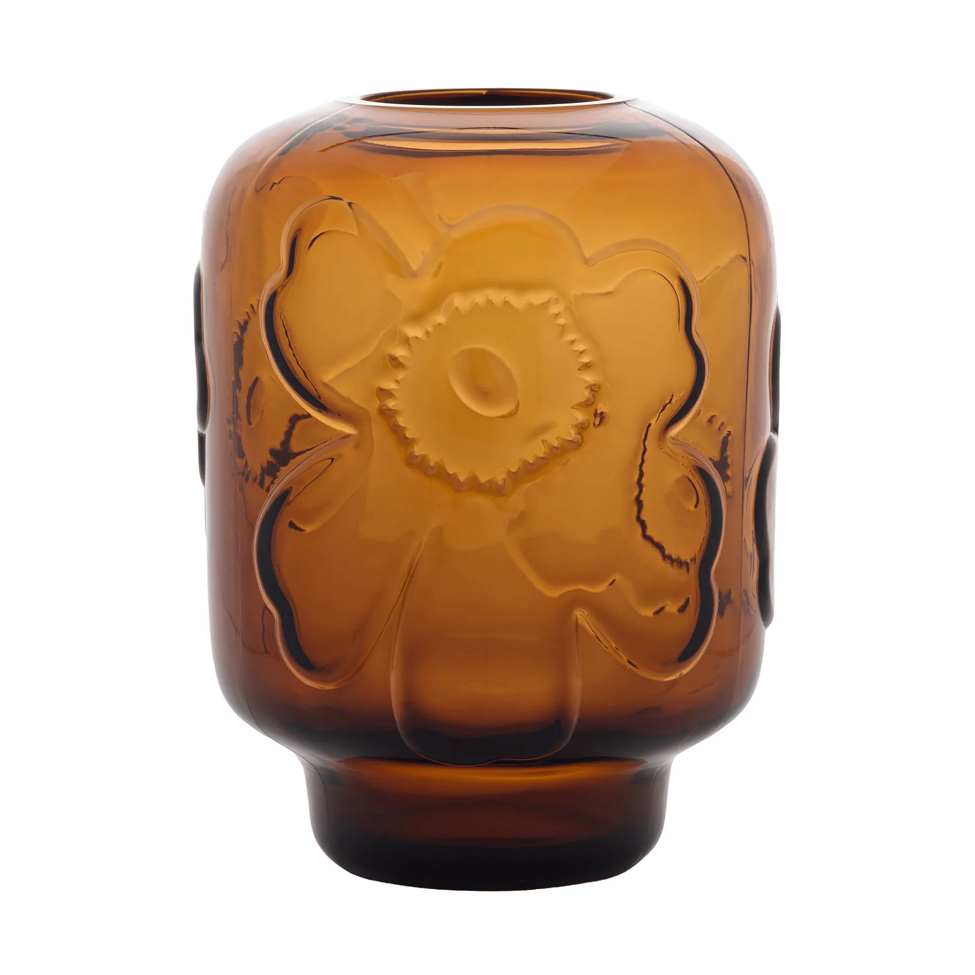 Unikko wazon szklany, Cognac, 18 cm Marimekko