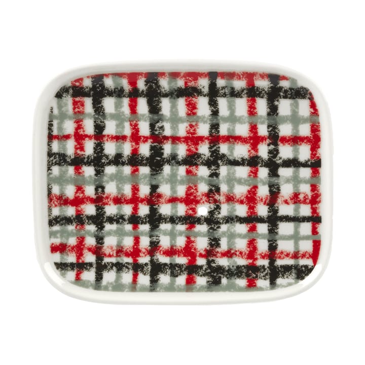 Urdimbre talerz 12x15 cm, White-red-coal-sage Marimekko