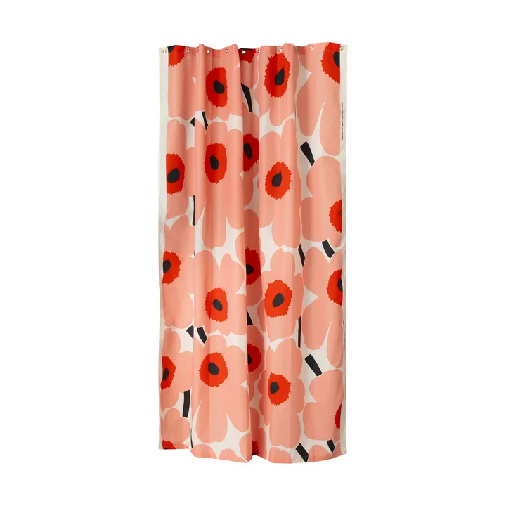 Zasłona prysznicowa Unikko - Offwhite-coral-red-charcoal - Marimekko