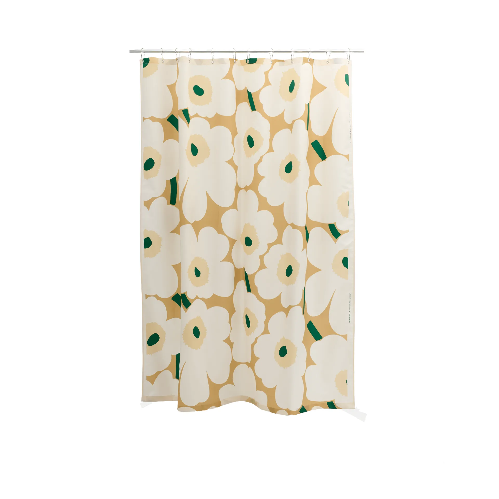 Zasłona prysznicowa Unikko, Sand-off white-hay-emerald Marimekko