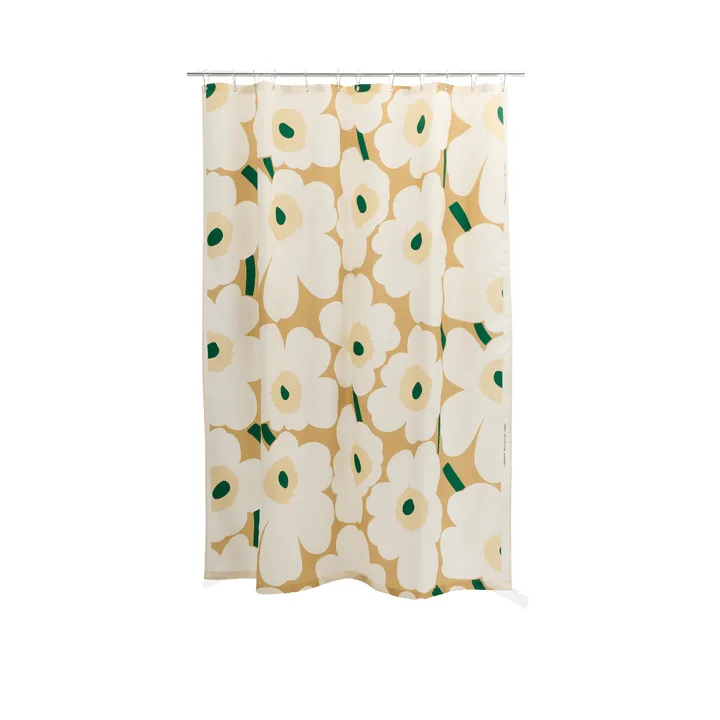 Zasłona prysznicowa Unikko - Sand-off white-hay-emerald - Marimekko