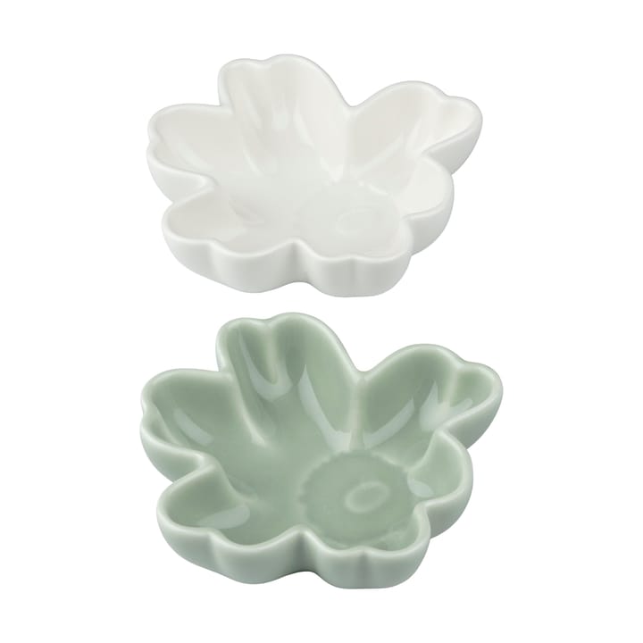 Zestaw 2 misek Unikko shape Ø11 cm - White-light green - Marimekko