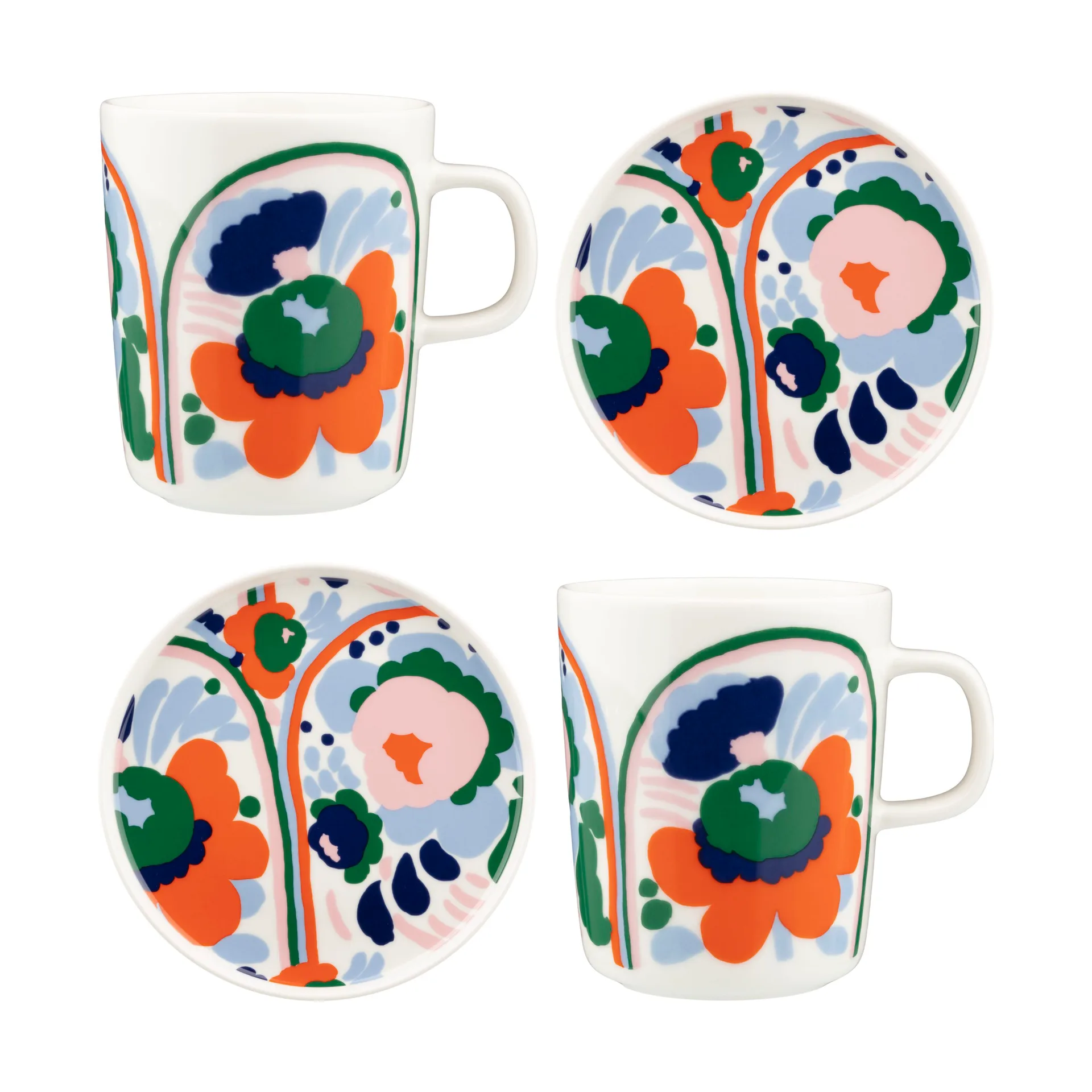Zestaw serwisowy Karuselli 4 części, White-orange-blue-emerald Marimekko