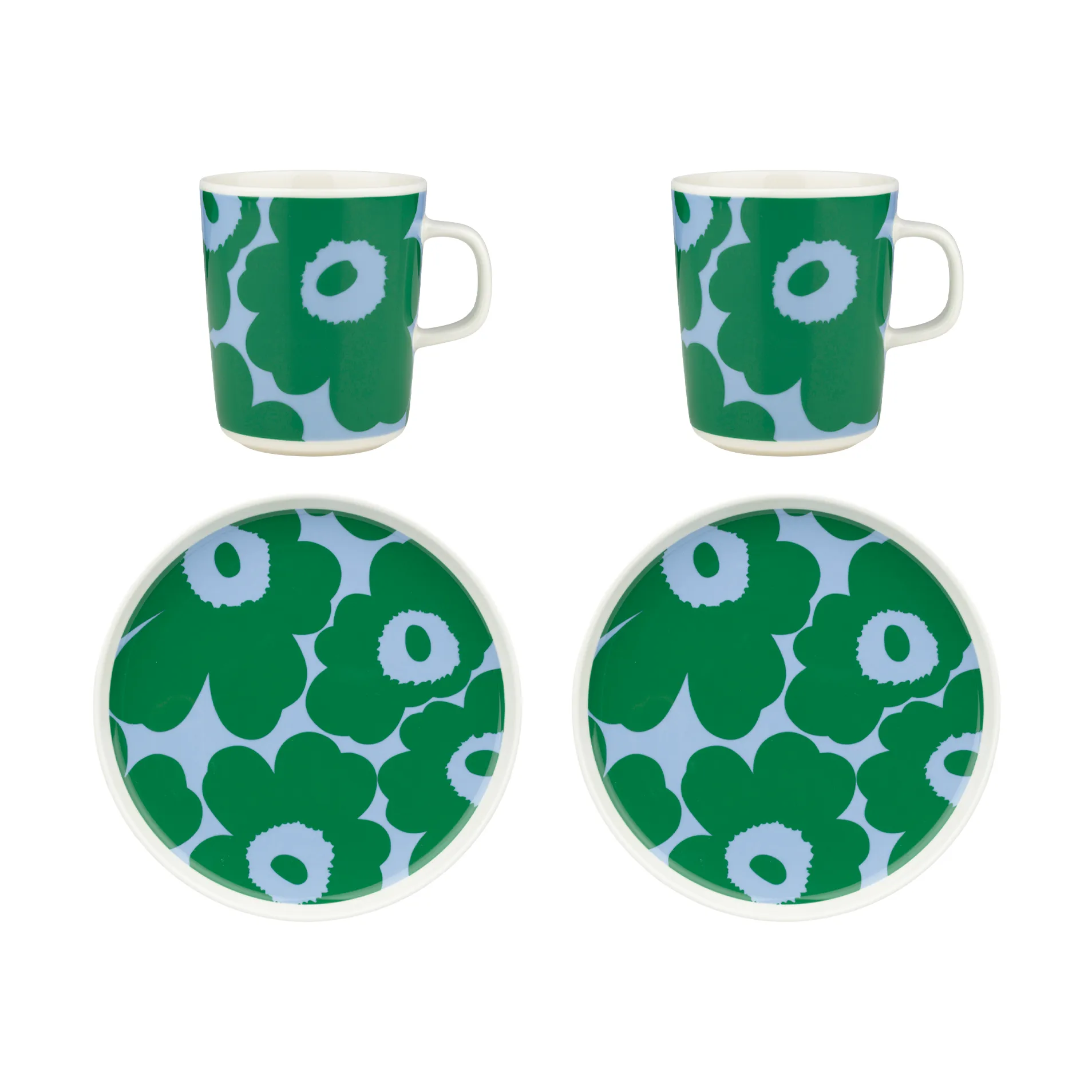 Zestaw śniadaniowy Unikko, White-green-light blue, 4 delar Marimekko