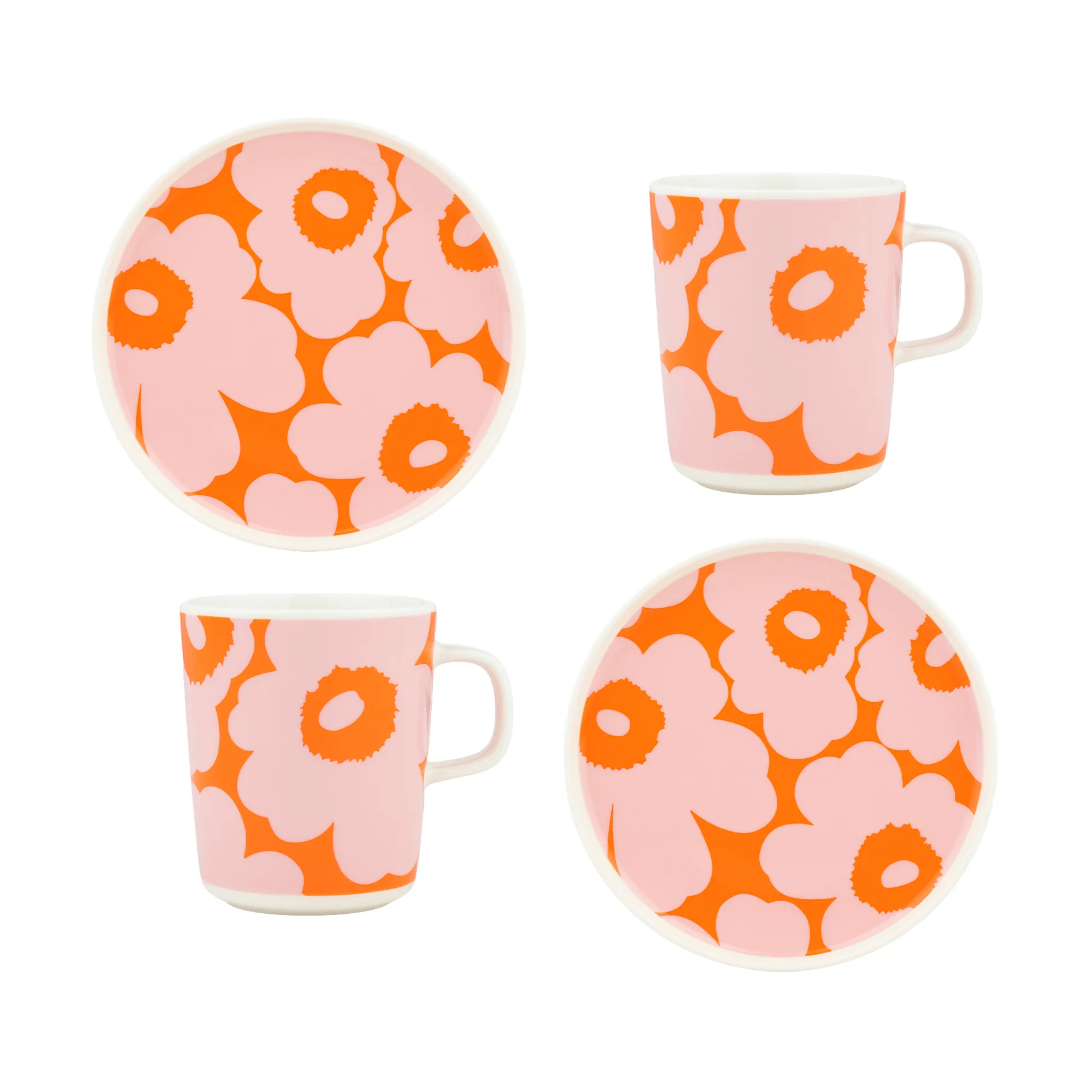 Zestaw śniadaniowy Unikko, White-pink-orange, 4 części Marimekko