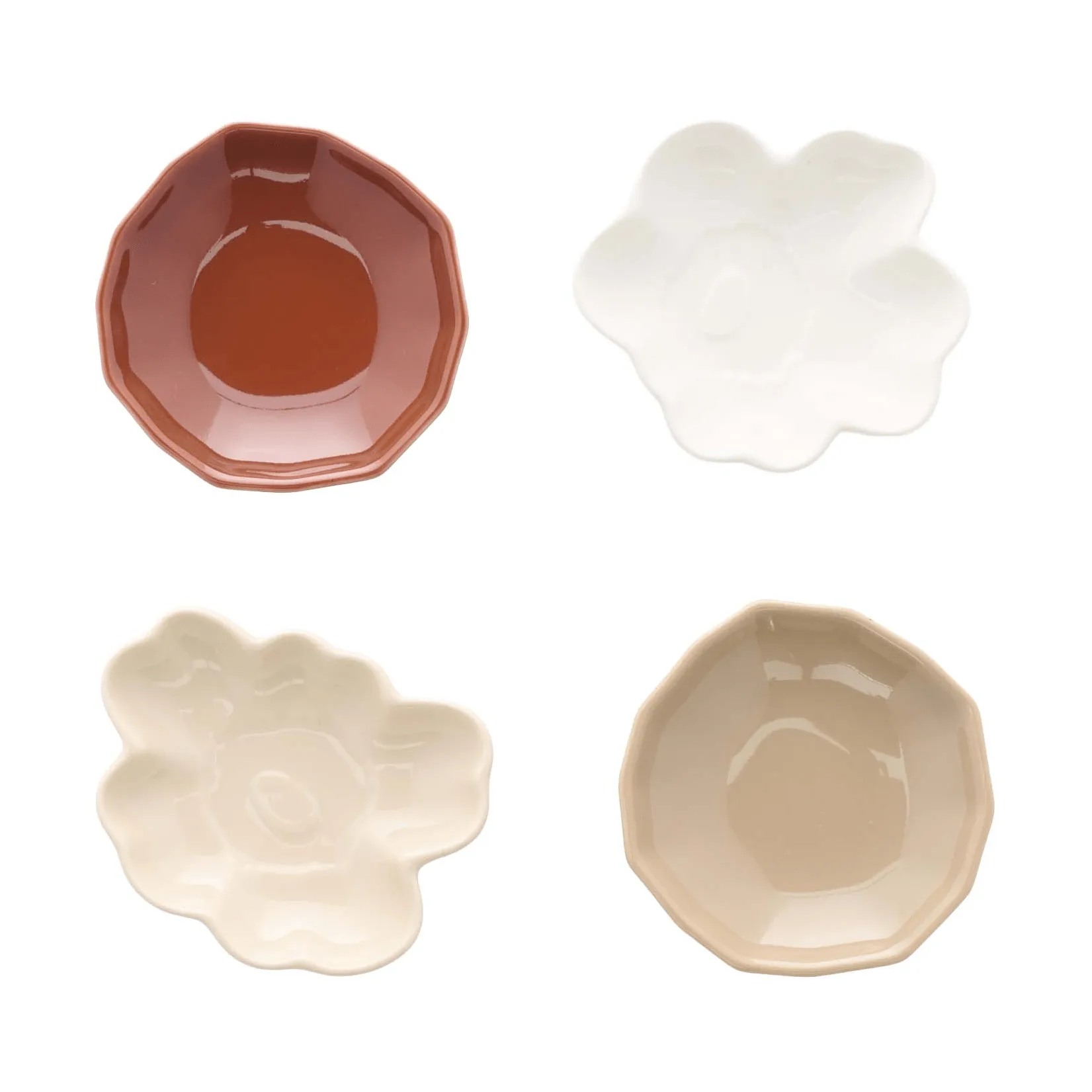 Zestaw talerzy Unikko & Kivet Shape, 4 części, Beżowy-kasztanowy-biały-jasnobrązowy Marimekko