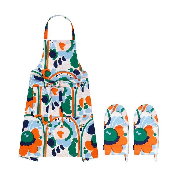 Zestaw tekstyliów kuchennych Karuselli 3 części - White-orange-blue-emerald - Marimekko